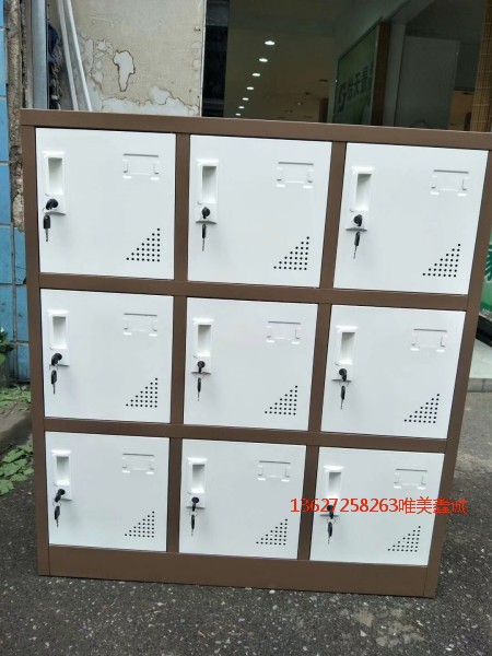 淮南咖白套色九門書包柜WM-G528